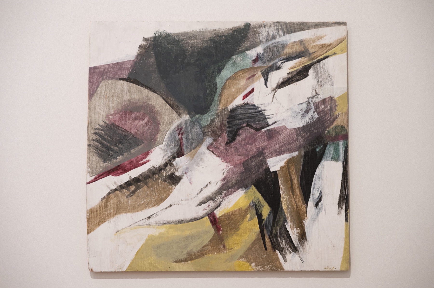 Felicias dans by Kajsa Zetterquist, an abstract painting in muted earth, black, green, and yellow tones